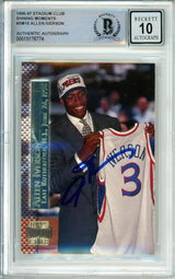 1996-97 Stadium Club Shining Moments #SM15 Allen Iverson RC 76ers BGS Auto 10