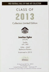 Jonathan Ogden HOF Autographed Baltimore Ravens Goal Line Art Card- JSA Auth