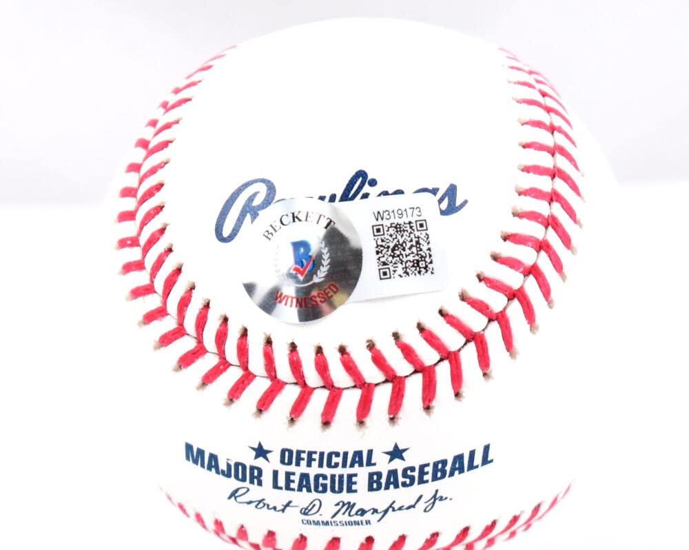 Jim Leyritz Signed Rawlings OML Baseball w/96,99,00 WS Champs- Beckett W Holo