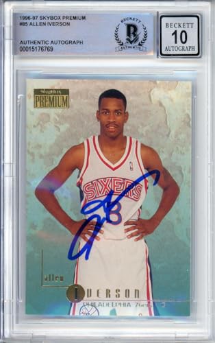 1996-97 Skybox Premium #85 Allen Iverson RC 76ers BGS Autograph 10