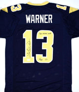 Kurt Warner Autographed Blue Gold Pro Style Jersey w/HOF, SB MVP -Beckett W Holo
