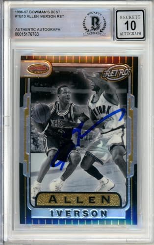 1996-97 Bowman's Best Retro #TB13 Allen Iverson RC 76ers BGS Autograph 10