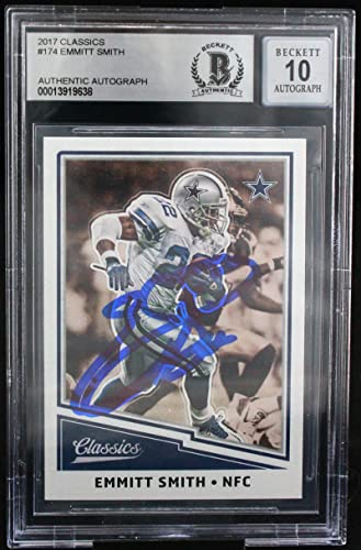 2017 Classics #174 Emmitt Smith Dallas Cowboys BGS Autograph 10