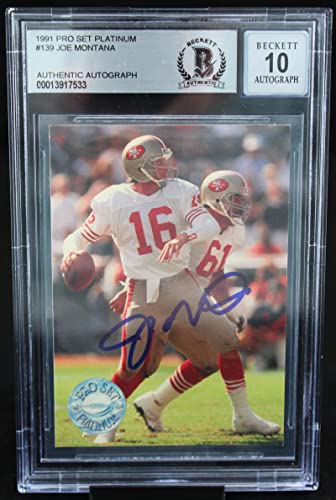 1991 Pro Set Platinum #139 Joe Montana Auto San Francisco 49ers BGS Autograph 10