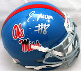 Elijah Moore Signed Ole Miss Schutt Mini Helmet- Beckett W Hologram *Silver