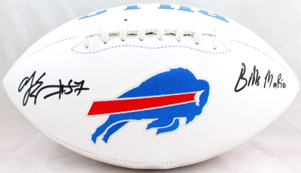 Aj Epenesa Autographed Buffalo Bills Logo Football w/Bills Mafia-Beckett W Holo