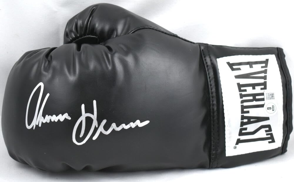 Tommy Hearns Autographed Black Everlast Boxing Glove *Left - Beckett W Hologram
