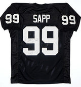 Warren Sapp Autographed Black Pro Style Jersey HOF- JSA Witness Auth *Horz HOF