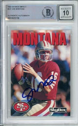 1992 Skybox Impact #227 Joe Montana San Francisco 49ers BGS Autograph 10