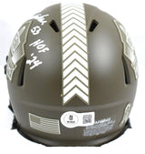 Randy Gradishar Signed Broncos Salute to Service Speed Mini Helmet w/HOF-BAWHolo