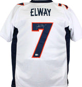 John Elway Autographed White Pro Style Jersey-Beckett W Hologram *Silver