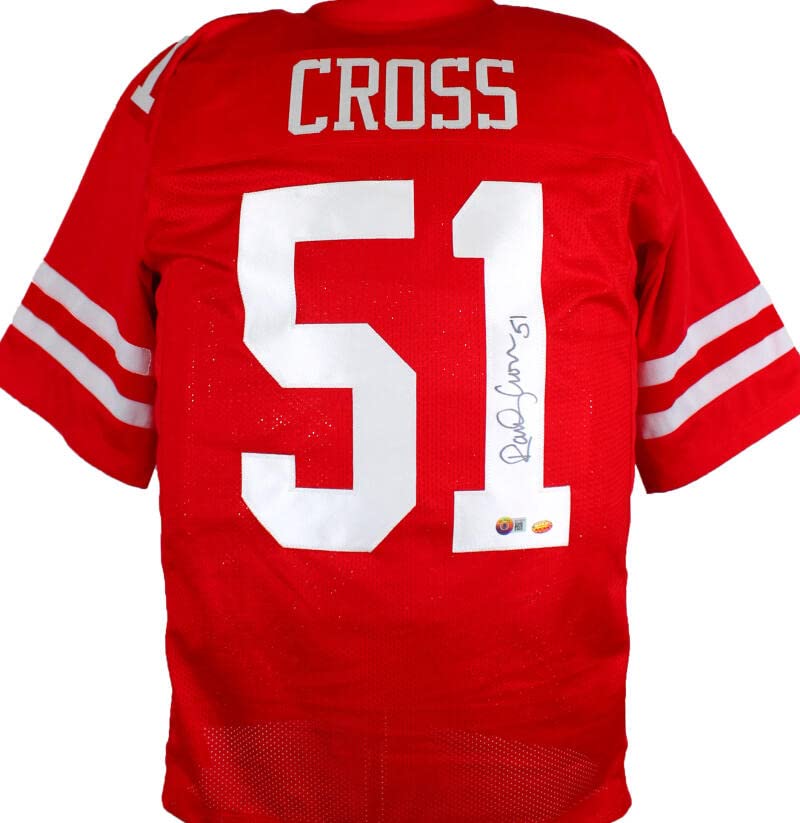 Randy Cross Autographed Red Pro Style Jersey-Beckett Hologram *Black