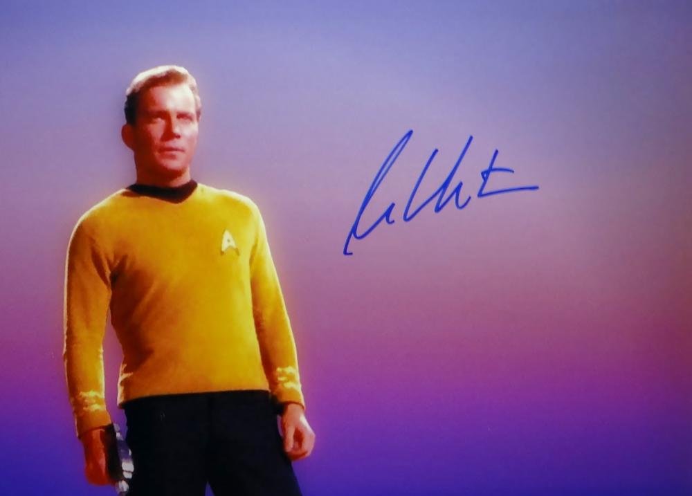 William Shatner Signed Star Trek 16x20 Standing on Rock *Blue/Right JSA W Auth