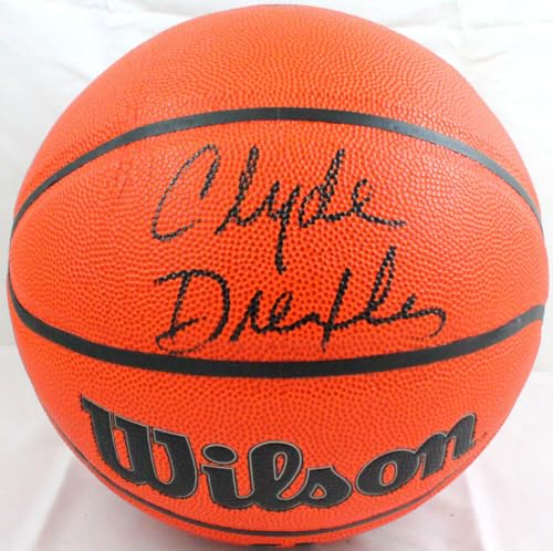 Clyde Drexler Autographed Wilson NBA Basketball - JSA Witnessed *Black