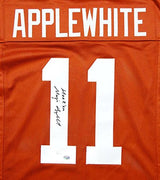Major Applewhite Autographed Orange College Style Jersey w/ Hook Em- JSA W Auth