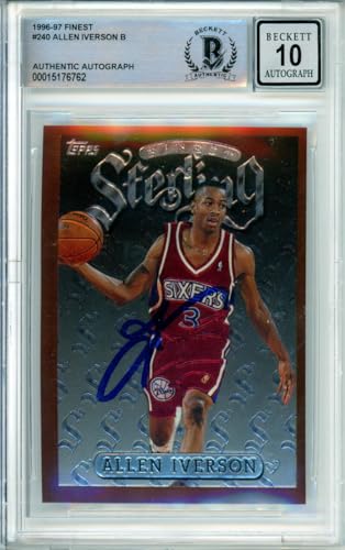 1996-97 Topps Finest Sterling #240 Allen Iverson RC 76ers BGS Autograph 10