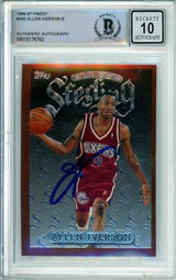 1996-97 Topps Finest Sterling #240 Allen Iverson RC 76ers BGS Autograph 10