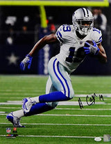 Amari Cooper Signed Cowboys 16x20 Running w/ Ball Right PF Photo- JSA W Auth *Bl