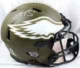 AJ Brown Signed Eagles F/S Salute to Service Speed Authentic Helmet-BAW Holo