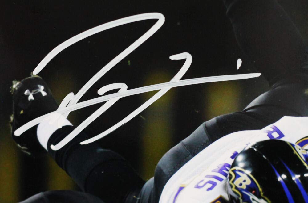 Ray Lewis Signed Ravens 8x10 HM Tackle Vs Packers Photo - Beckett W Auth *White
