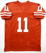 Major Applewhite Autographed Orange College Style Jersey w/ Hook Em- JSA W Auth