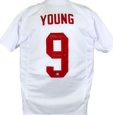 Bryce Young Autographed White College Style Jersey w/Hesiman- Beckett W Hologram
