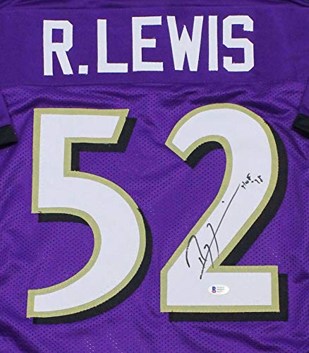 Ray Lewis Autographed Purple Pro Style Jersey w/HOF - Beckett W Auth *2