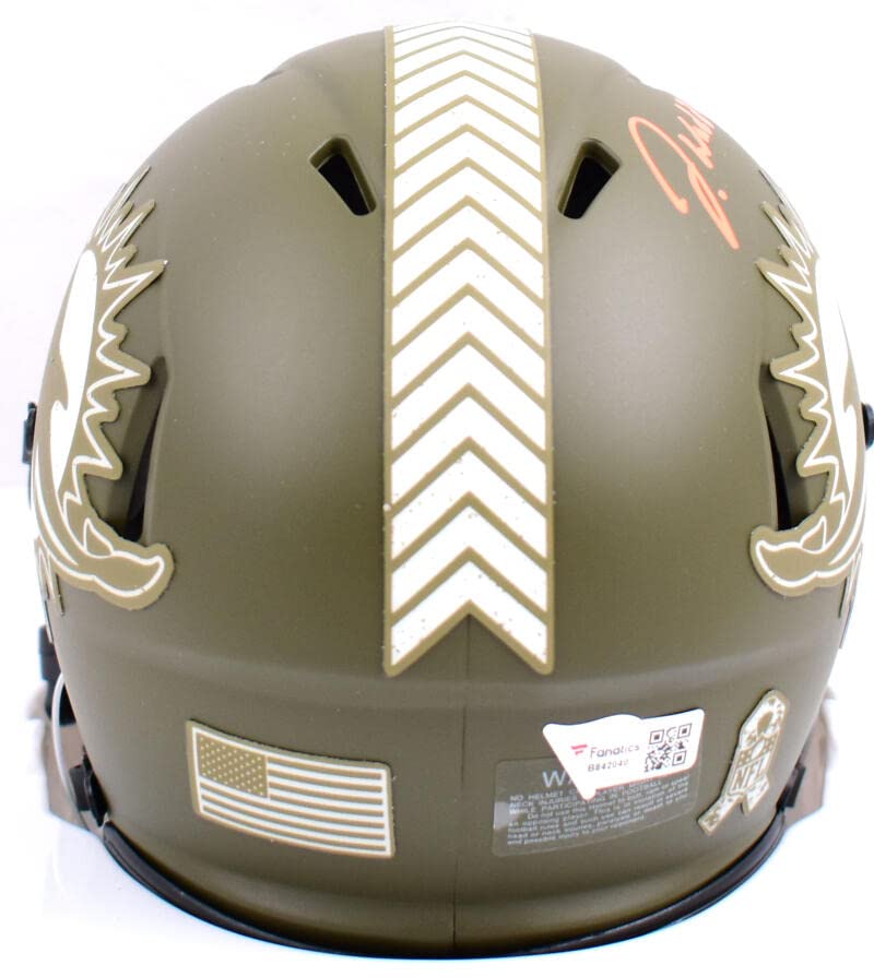 Jaylen Waddle Signed Miami Dolphins Salute to Service Speed Mini Helmet-Fanatics