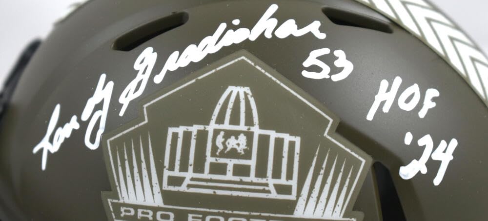 Randy Gradishar Signed Broncos Salute to Service Speed Mini Helmet w/HOF-BAWHolo