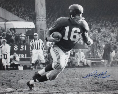 Frank Gifford HOF Autographed 16x20 B&W Running Photo- JSA W Authenticated