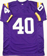 Devin White Signed Purple College Style Jersey w/Geaux Tigers- Beckett W Auth *4