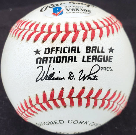 Bubba Church Autographed Official NL Baseball Philadelphia Phillies, Cincinnati Reds Beckett BAS #V68308