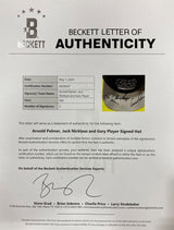 Arnold Palmer Jack Nicklaus Gary Player Signed The Big Three Golf Hat BAS LOA - Sports Integrity