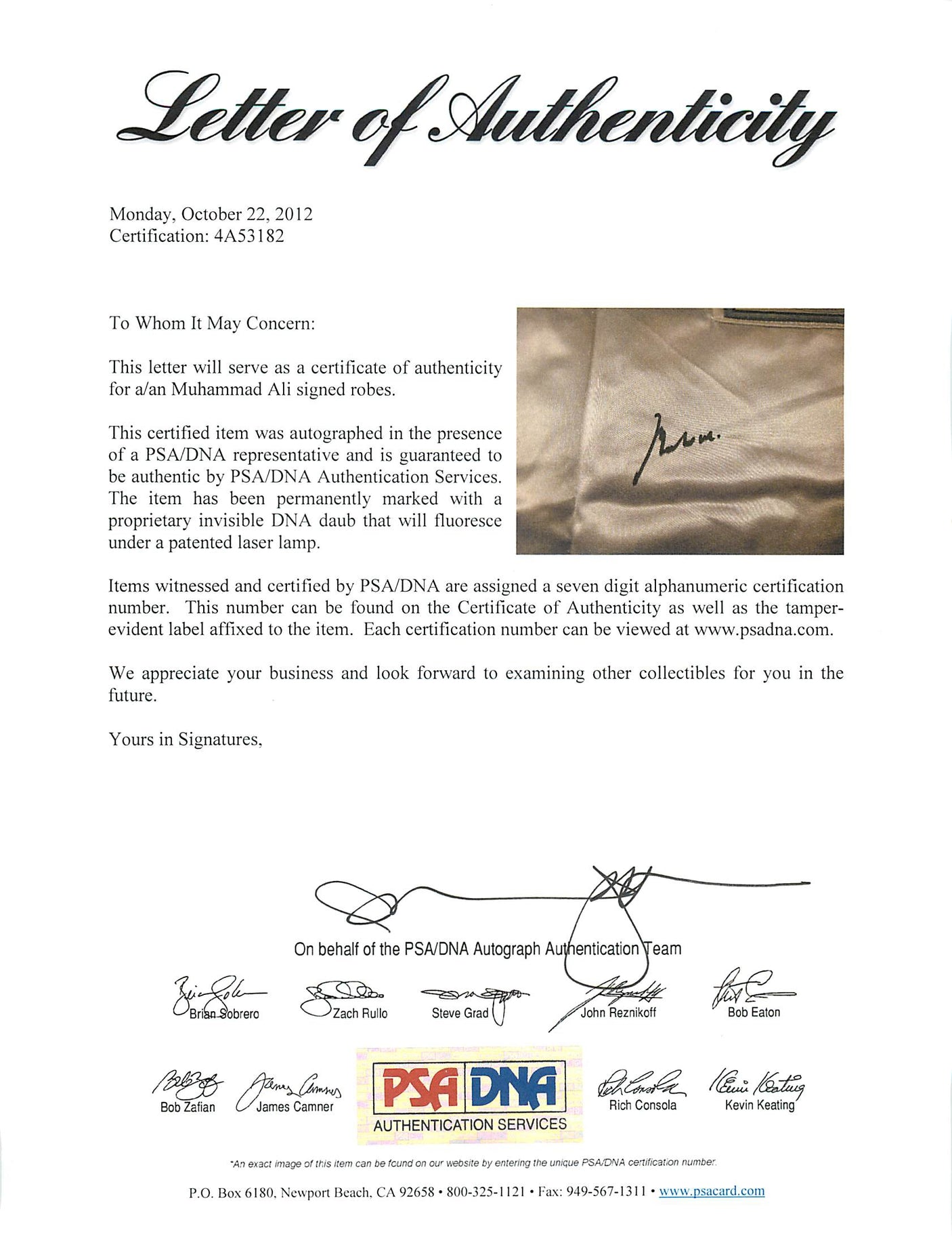 Muhammad Ali Authentic Signed Everlast Boxing Robe PSA/DNA ITP #4A53182