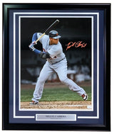 Sports Integrity Miguel Cabrera Signed Framed 16x20 Detroit Tigers Spotlight Photo JSA features a baseball player in a batting stance, autograph in red ink, and a “MIGUEL CABRERA Detroit Tigers 1B” nameplate.
