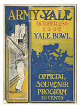 The Army vs Yale October 28, 1922 Official Game Program by Sports Integrity features vintage art with a soldier, gothic building, and football players; it was the official souvenir program for that historic game at the Yale Bowl.