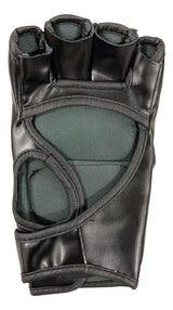 The Bo Nickal Signed UFC Fight Glove by Sports Integrity is a black fingerless glove with open knuckles and reinforced padding, ideal for martial arts or MMA training. Authenticated by JSA ITP.