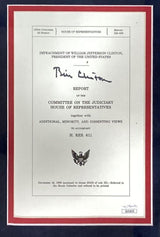 The Bill Clinton Signed Framed Impeachment Letter Monica Lewinsky JSA by Sports Integrity features the former president's signature and the U.S. House of Representatives seal.