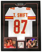 T Swift Framed White Football Jersey w/ Signed Insert PSA/DNA