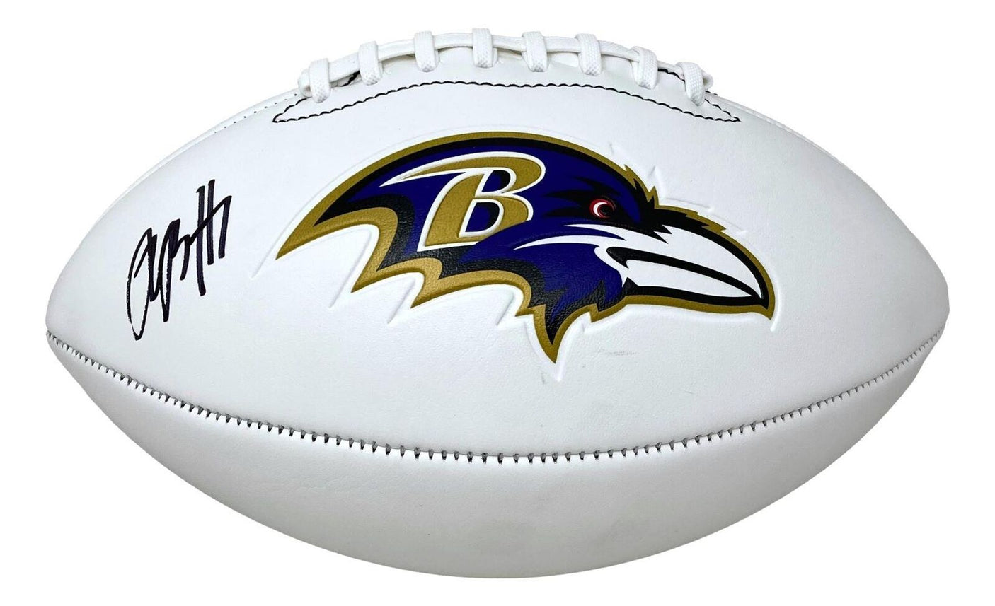 Rashod Bateman Signed Baltimore Ravens Logo Football BAS