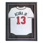 Ronald Acuna Jr Atlanta Signed Framed White Baseball Jersey BAS ITP - Sports Integrity