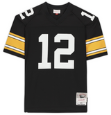 Terry Bradshaw Autographed/Inscribed "HOF 89" Pittsburgh Steelers Black Mitchell & Ness Throwback Jersey Fanatics