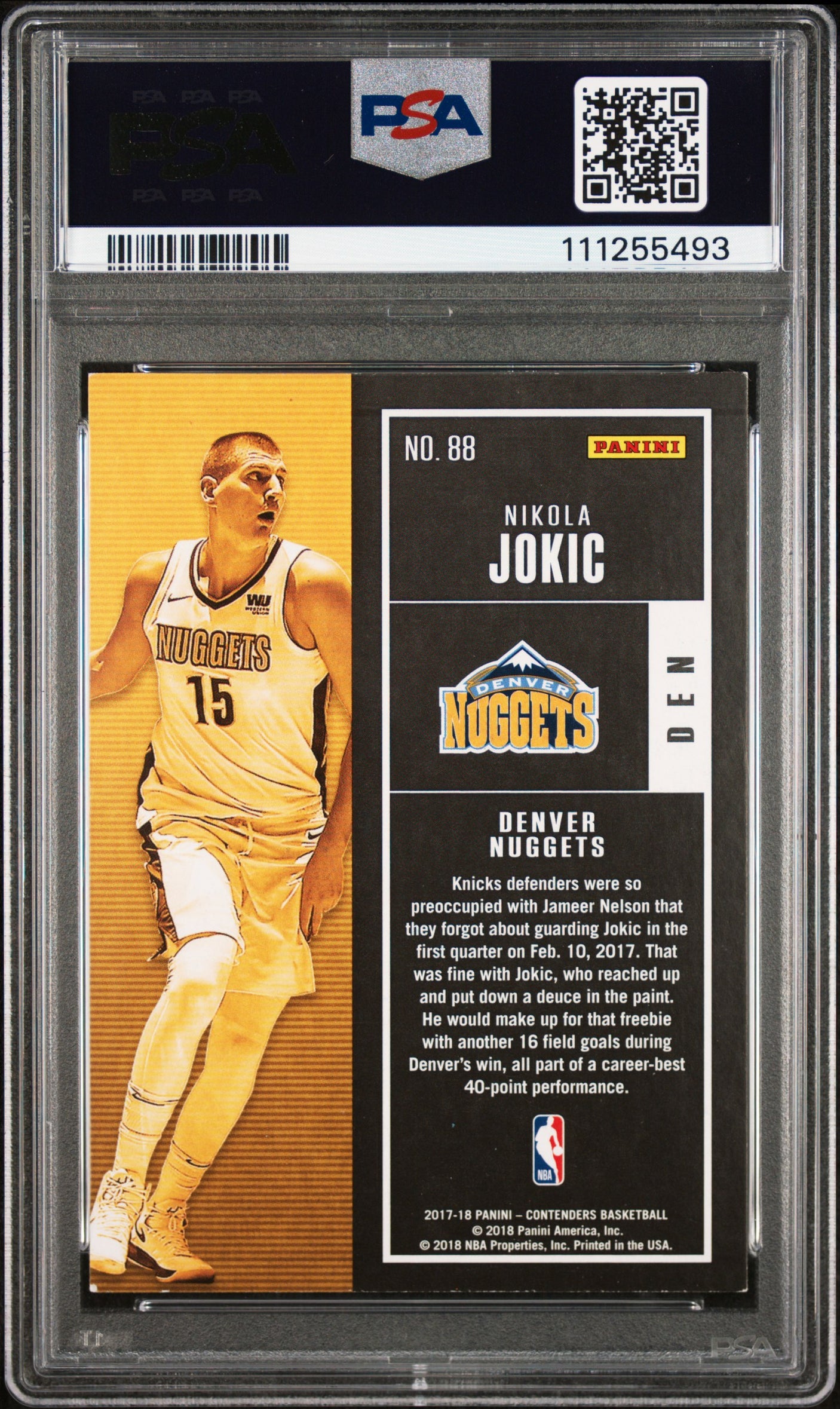 Nuggets Nikola Jokic Authentic Signed 2017 Panini Contenders #88 Card PSA Slab