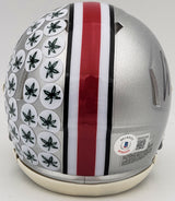 Jaxon Smith-Njigba Autographed Ohio State Buckeyes Silver Speed Mini Helmet Beckett BAS QR Stock #203466