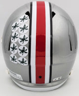 Jaxon Smith-Njigba Autographed Ohio State Buckeyes Silver Full Size Replica Speed Helmet Beckett BAS QR Stock #203465