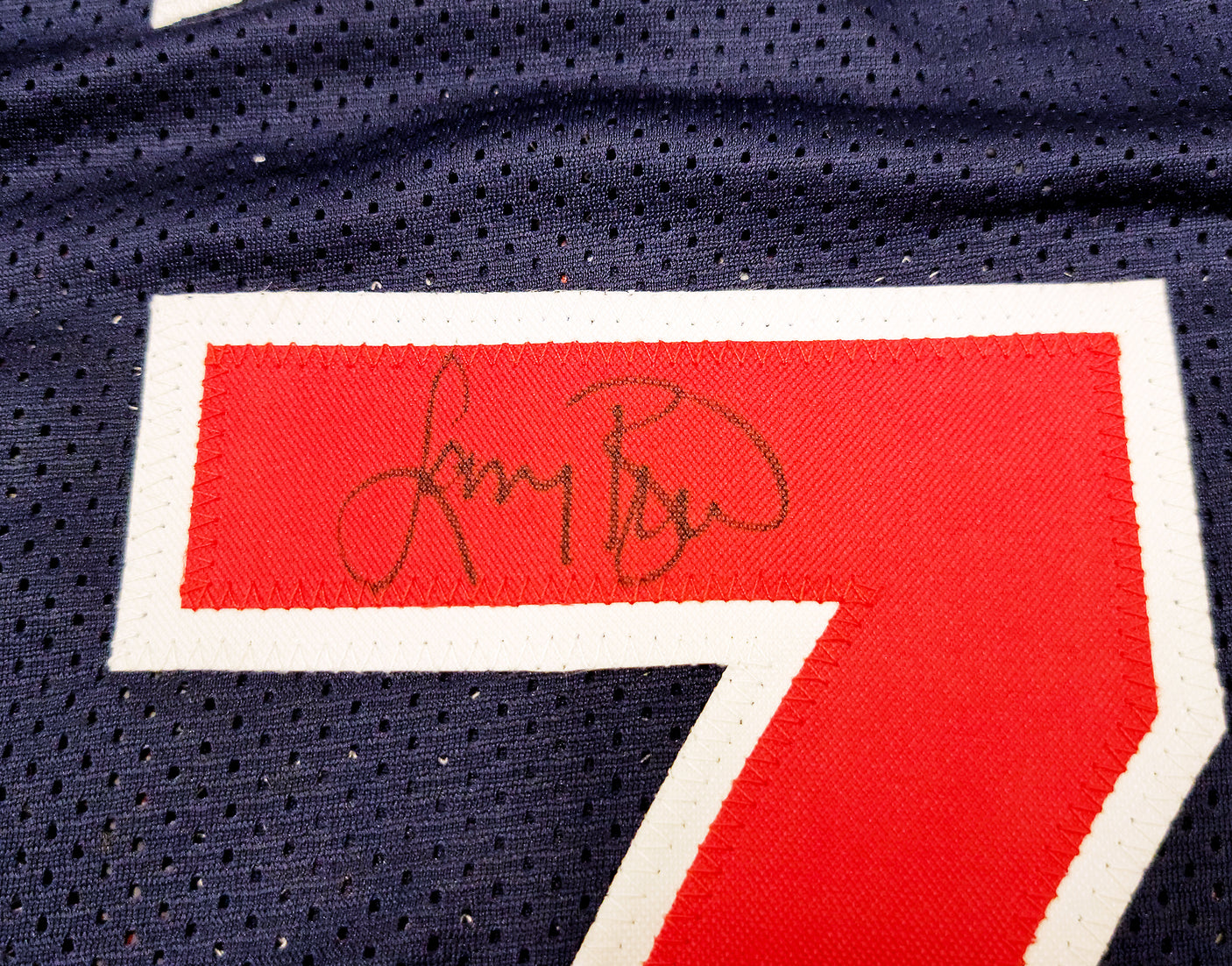 Team USA Larry Bird Autographed Navy Blue Jersey Dream Team Beckett BAS Stock #203450