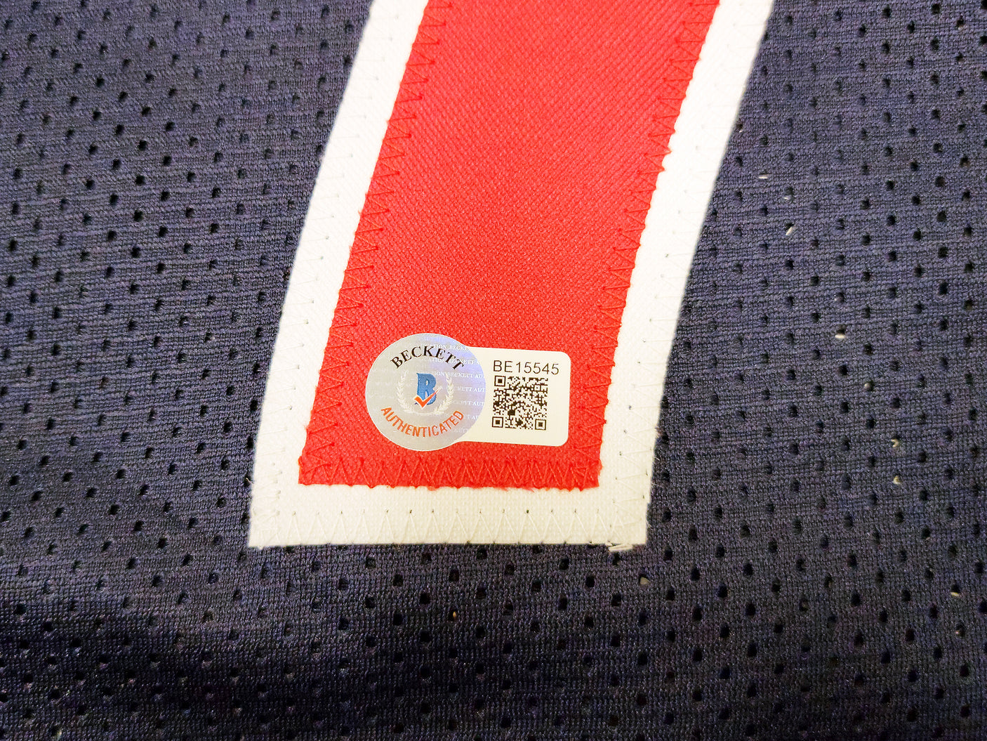 Team USA Larry Bird Autographed Navy Blue Jersey Dream Team Beckett BAS Stock #203450
