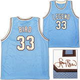 Indiana State Sycamores Larry Bird Autographed Baby Blue Jersey Beckett BAS Stock #203449