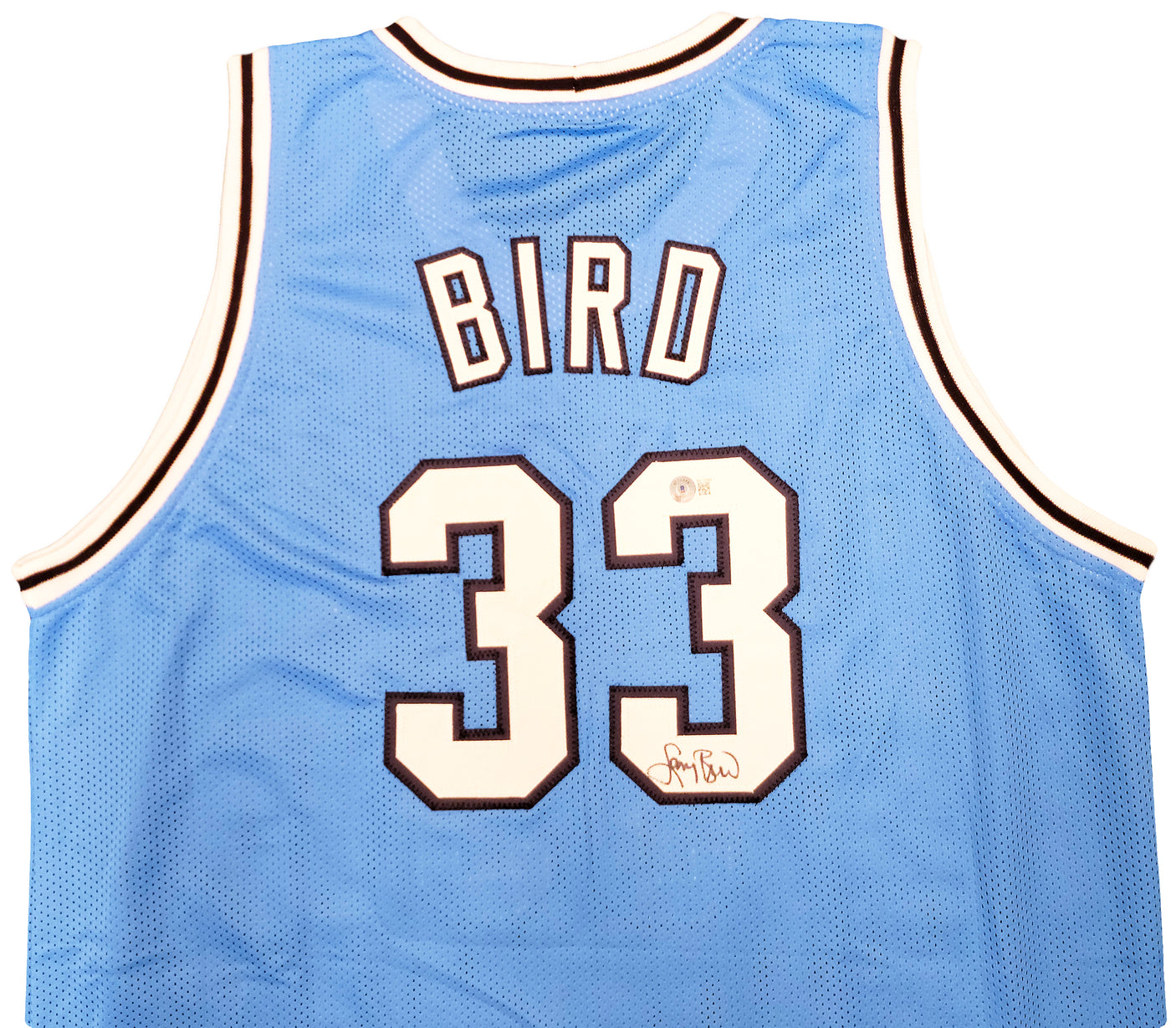 Indiana State Sycamores Larry Bird Autographed Baby Blue Jersey Beckett BAS Stock #203449