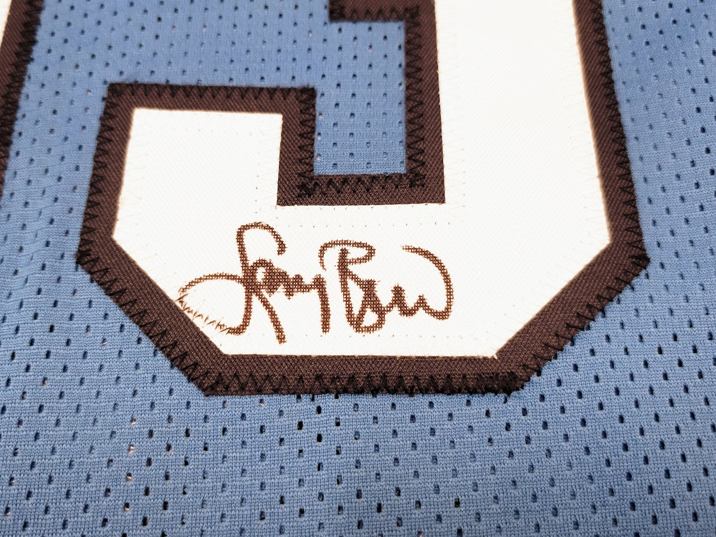 Indiana State Sycamores Larry Bird Autographed Baby Blue Jersey Beckett BAS Stock #203449